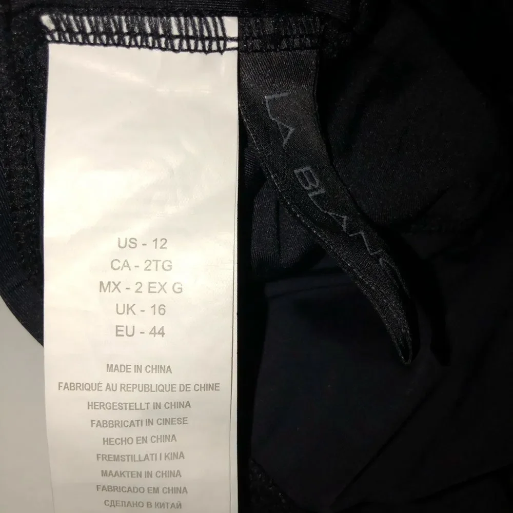 La Blanca elegant high neck keyhole crisscross back one-piece swimsuit size 12 - Picture 7 of 8